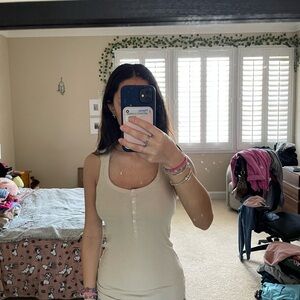 Women's Cream Sleeveless Henley Top